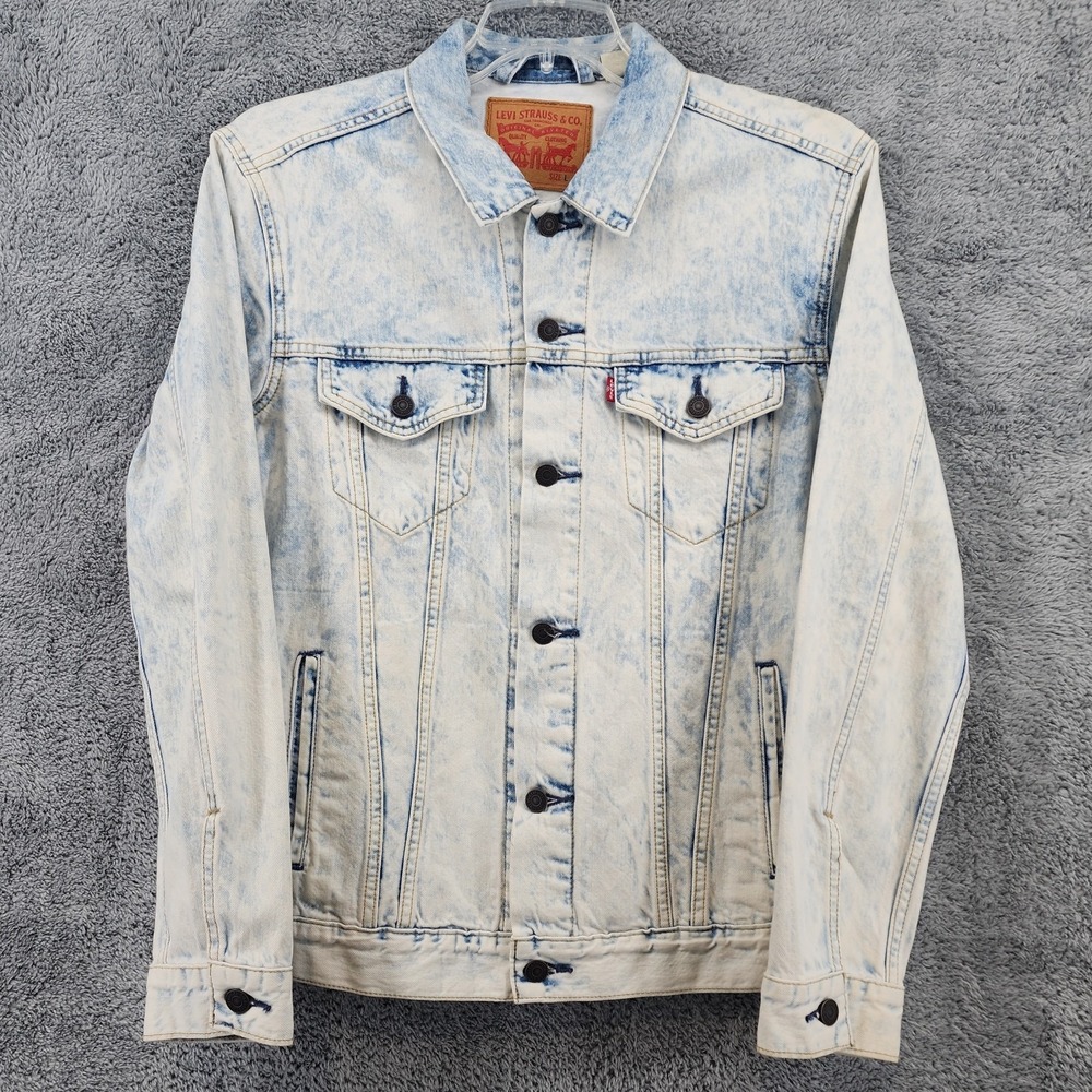 Levi's Trucker Jacket Mens L Light Blue Acid Wash Denim Metal‎ Buttons
